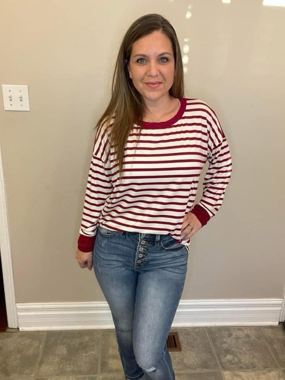 Stripes of Fun Top (NWT) 🍒Red & White Stripes, Size XS *Very Stretchy
